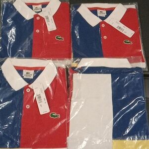 Lacoste Men's Colorblock Polo Shirt - Red & Blue